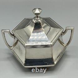 WMF Antique Silver Plated Tea Tray Teapot Sugar Bowl Cream Jug Set c1915 GeorgeV