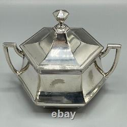 WMF Antique Silver Plated Tea Tray Teapot Sugar Bowl Cream Jug Set c1915 GeorgeV