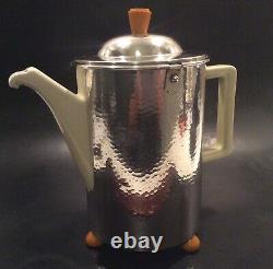 WMF Hammered Silverplate BAUSCHER WEIDEN Porcelain Insulated 1.4L Coffee Tea Pot