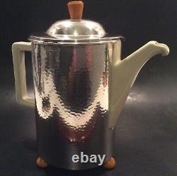 WMF Hammered Silverplate BAUSCHER WEIDEN Porcelain Insulated 1.4L Coffee Tea Pot