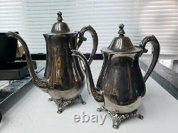 WM Rodgers Silver Plate Tea/Coffee Pots Hinged Tops Matched Pair Vintage