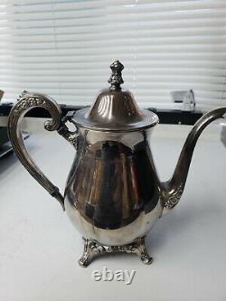 WM Rodgers Silver Plate Tea/Coffee Pots Hinged Tops Matched Pair Vintage