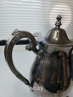 WM Rodgers Silver Plate Tea/Coffee Pots Hinged Tops Matched Pair Vintage