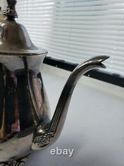 WM Rodgers Silver Plate Tea/Coffee Pots Hinged Tops Matched Pair Vintage