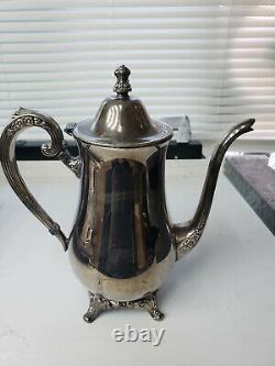 WM Rodgers Silver Plate Tea/Coffee Pots Hinged Tops Matched Pair Vintage