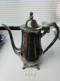 WM Rodgers Silver Plate Tea/Coffee Pots Hinged Tops Matched Pair Vintage