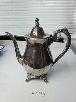 WM Rodgers Silver Plate Tea/Coffee Pots Hinged Tops Matched Pair Vintage