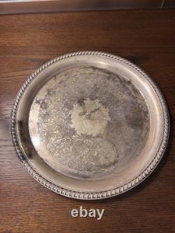 WM Rogers 800 Silver Plate Coffee Tea Pot Creamer Sugar Bowl Serving Plate Set