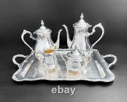 WM Rogers Silver Plate Vtg Coffee Tea Service Serving Tray 5 Piece Set