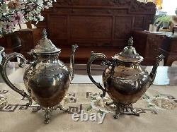 WM Rogers Silver Plated Vintage Coffee Tea 6 Pieces Set With Serving Tray #290