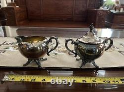 WM Rogers Silver Plated Vintage Coffee Tea 6 Pieces Set With Serving Tray #290