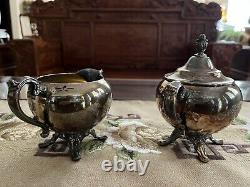 WM Rogers Silver Plated Vintage Coffee Tea 6 Pieces Set With Serving Tray #290