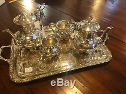 WM Rogers and Son Gold Plated Engraved Tea Set 5 Pc. Set