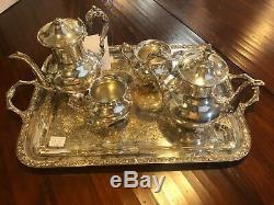 WM Rogers and Son Gold Plated Engraved Tea Set 5 Pc. Set