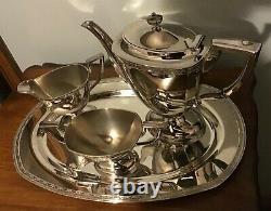 W. M. Mounts 4 Piece Tea/Coffee Set Homan Plate on Nickel Silver No. 0662