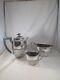 Walker Hall Sheffield England Tea Set Antique Silver Plate Ebony 3 Pcs 1378-58