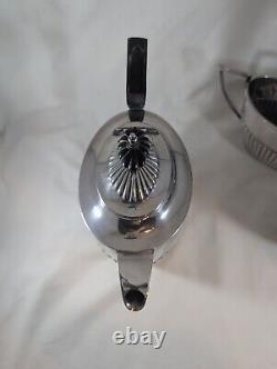 Walker Hall Sheffield England Tea Set Antique Silver Plate Ebony 3 Pcs 1378-58