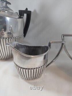Walker Hall Sheffield England Tea Set Antique Silver Plate Ebony 3 Pcs 1378-58