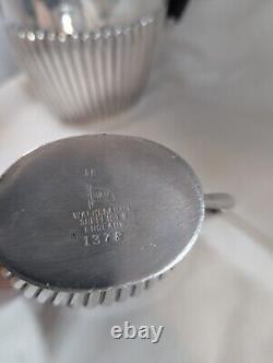 Walker Hall Sheffield England Tea Set Antique Silver Plate Ebony 3 Pcs 1378-58