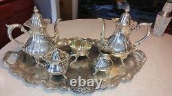 Wallace #1200 Silver Plate 6 Piece Coffee/Tea Set With Tray