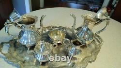 Wallace #1200 Silver Plate 6 Piece Coffee/Tea Set With Tray