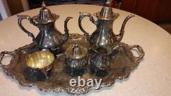 Wallace #1200 Silver Plate 6 Piece Coffee/Tea Set With Tray