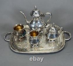 Wallace 5 Piece Silver Plated Tea Set with Waste Silverplate Holloware M608