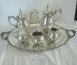 Wallace Baroque Footed 7 Pc Tea/coffee Set #281-285 + #294 Tray-elegant