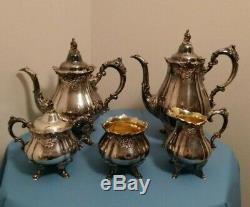 Wallace Baroque Silver Plate 5 Piece Tea and Coffee Set #281 285