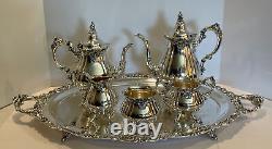 Wallace Baroque Silver Plate Coffee & Tea Set 6 Pc