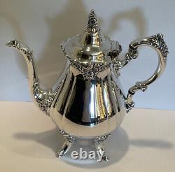Wallace Baroque Silver Plate Coffee & Tea Set 6 Pc