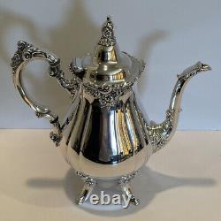 Wallace Baroque Silver Plate Coffee & Tea Set 6 Pc