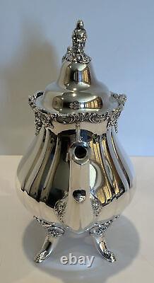 Wallace Baroque Silver Plate Coffee & Tea Set 6 Pc