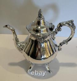 Wallace Baroque Silver Plate Coffee & Tea Set 6 Pc