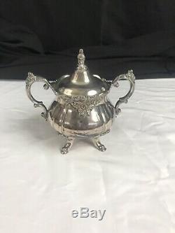 Wallace Baroque Silver Plate Tea Set 5 Piece + Tray (281-285)