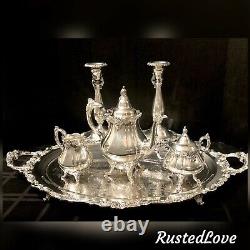 Wallace Baroque Silver Plated Tea Set Candlesticks Tray Coffee Pot Discounted