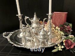 Wallace Baroque Silver Plated Tea Set Candlesticks Tray Coffee Pot Discounted