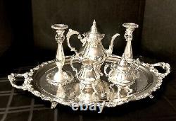 Wallace Baroque Silver Plated Tea Set Candlesticks Tray Coffee Pot Discounted