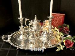 Wallace Baroque Silver Plated Tea Set Candlesticks Tray Coffee Pot Discounted