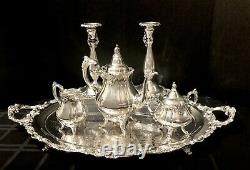 Wallace Baroque Silver Plated Tea Set Candlesticks Tray Coffee Pot Discounted