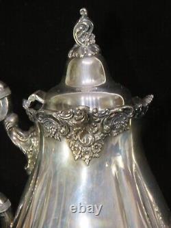 Wallace Baroque Silverplate Tea / Coffee Service Set with Creamer/Sugar/Tray