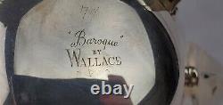 Wallace Baroque Silverplate Tea Coffee Set Sugar Creamer Waste Can 5pc Polished