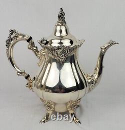 Wallace Baroque Silverplate Tea Coffee Set Sugar Creamer Waste Can 5pc Polished