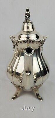 Wallace Baroque Silverplate Tea Coffee Set Sugar Creamer Waste Can 5pc Polished