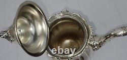 Wallace Baroque Silverplate Tea Coffee Set Sugar Creamer Waste Can 5pc Polished