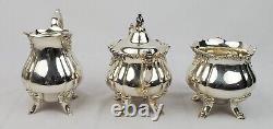 Wallace Baroque Silverplate Tea Coffee Set Sugar Creamer Waste Can 5pc Polished