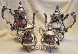 Wallace Baroque Tea Coffee Service 4 Piece Set Silverplate 281 282 283 284