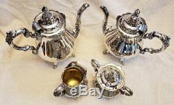 Wallace Baroque Tea Coffee Service 4 Piece Set Silverplate 281 282 283 284