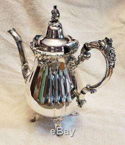 Wallace Baroque Tea Coffee Service 4 Piece Set Silverplate 281 282 283 284