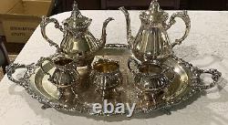 Wallace Baroque Tea & Coffee Set 6 piece Vintage Siverplate Set